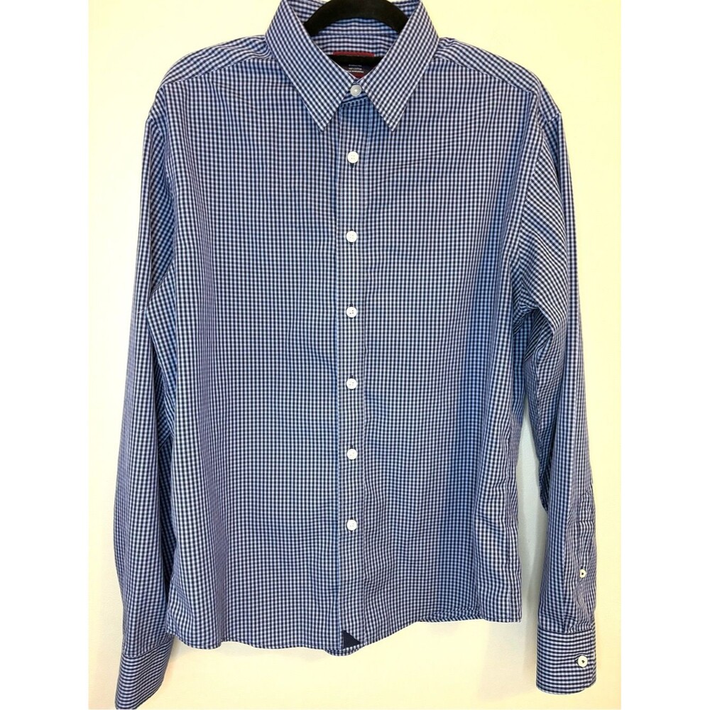 Untuckit Vignoble Luxe Blue Gingham Button Down Shirt Small